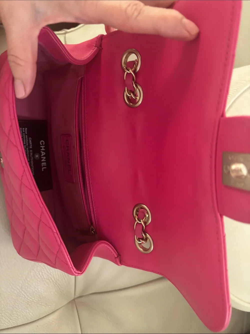 CHANEL Quilted Flap Shoulder Bag in Fuchsia